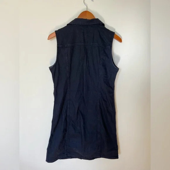 LEVI'S “Aubrey” Black Denim Sleeveless Button Front Short Dress Women’s Size M - Picture 8 of 12
